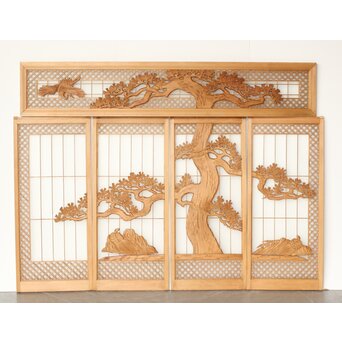 鶴松 七宝書院欄間 5枚1組　R0252Y