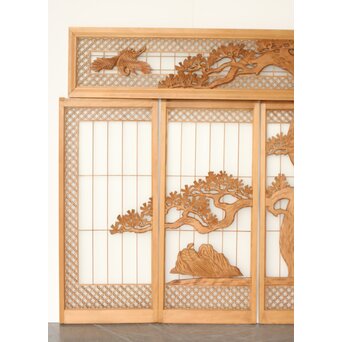 鶴松 七宝書院欄間 5枚1組　R0252Y 