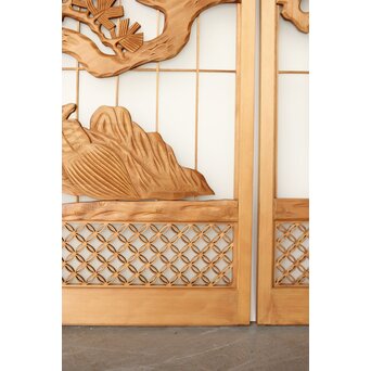 鶴松 七宝書院欄間 5枚1組　R0252Y 