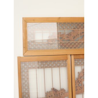 鶴松 七宝書院欄間 5枚1組　R0252Y 