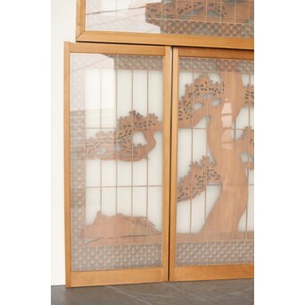 鶴松 七宝書院欄間 5枚1組　R0252Y 