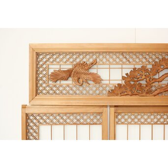 鶴松 七宝書院欄間 5枚1組　R0252Y 