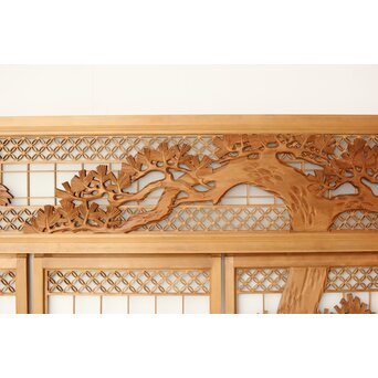 鶴松 七宝書院欄間 5枚1組　R0252Y 