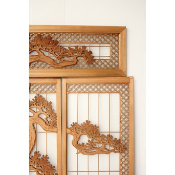 鶴松 七宝書院欄間 5枚1組　R0252Y 