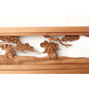 今井徳造 井波彫刻欄間 甕割唐子図 2枚1組　R0253Y 