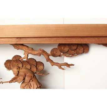 今井徳造 井波彫刻欄間 甕割唐子図 2枚1組　R0253Y 