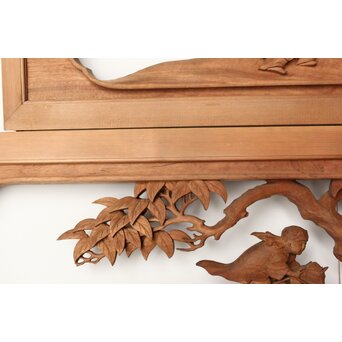 今井徳造 井波彫刻欄間 甕割唐子図 2枚1組　R0253Y 