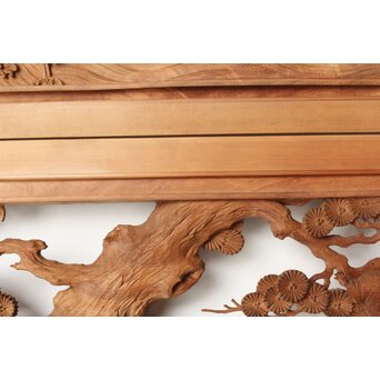 今井徳造 井波彫刻欄間 甕割唐子図 2枚1組　R0253Y 