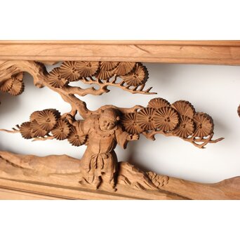 今井徳造 井波彫刻欄間 甕割唐子図 2枚1組　R0253Y 