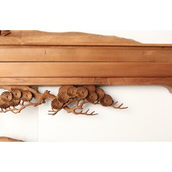 今井徳造 井波彫刻欄間 甕割唐子図 2枚1組　R0253Y 