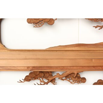 今井徳造 井波彫刻欄間 甕割唐子図 2枚1組　R0253Y 