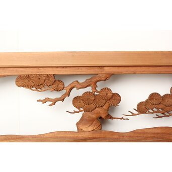 今井徳造 井波彫刻欄間 甕割唐子図 2枚1組　R0253Y 