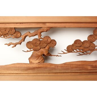 今井徳造 井波彫刻欄間 甕割唐子図 2枚1組　R0253Y 