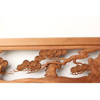 今井徳造 井波彫刻欄間 甕割唐子図 2枚1組　R0253Y 