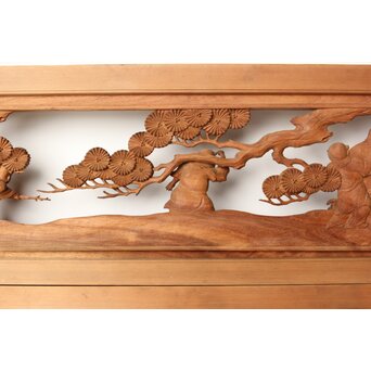 今井徳造 井波彫刻欄間 甕割唐子図 2枚1組　R0253Y 