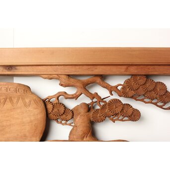 今井徳造 井波彫刻欄間 甕割唐子図 2枚1組　R0253Y 