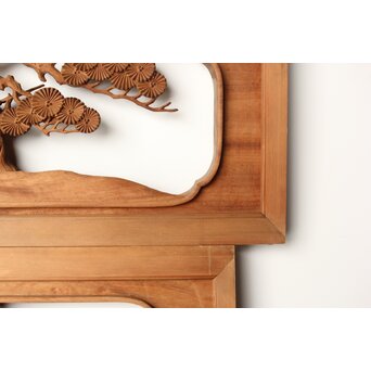 今井徳造 井波彫刻欄間 甕割唐子図 2枚1組　R0253Y 