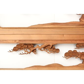 今井徳造 井波彫刻欄間 甕割唐子図 2枚1組　R0253Y 