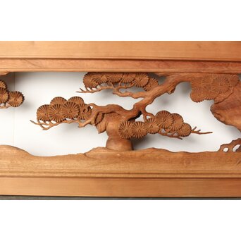 今井徳造 井波彫刻欄間 甕割唐子図 2枚1組　R0253Y 