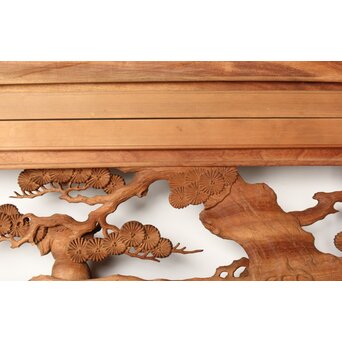 今井徳造 井波彫刻欄間 甕割唐子図 2枚1組　R0253Y 