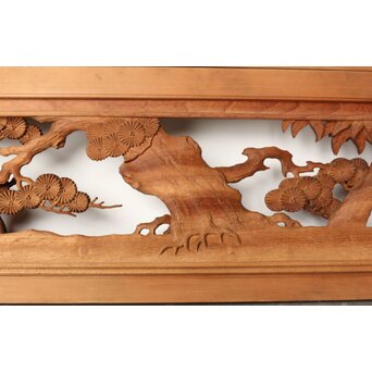 今井徳造 井波彫刻欄間 甕割唐子図 2枚1組　R0253Y 