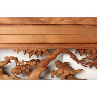 今井徳造 井波彫刻欄間 甕割唐子図 2枚1組　R0253Y 