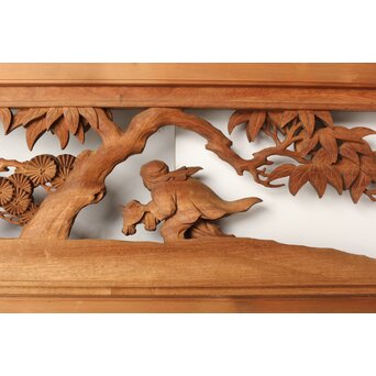 今井徳造 井波彫刻欄間 甕割唐子図 2枚1組　R0253Y 