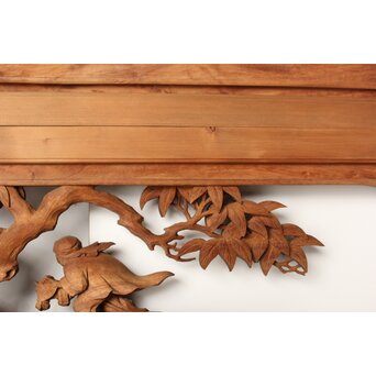 今井徳造 井波彫刻欄間 甕割唐子図 2枚1組　R0253Y 