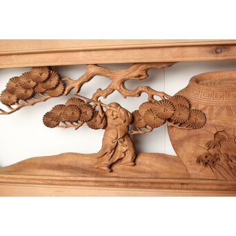 今井徳造 井波彫刻欄間 甕割唐子図 2枚1組　R0253Y 