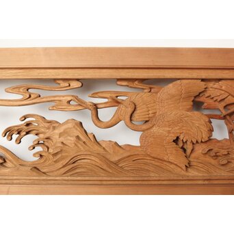 今井徳造 井波彫刻欄間 群鶴図 2枚1組　R0254Y 