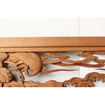 今井徳造 井波彫刻欄間 群鶴図 2枚1組　R0254Y 