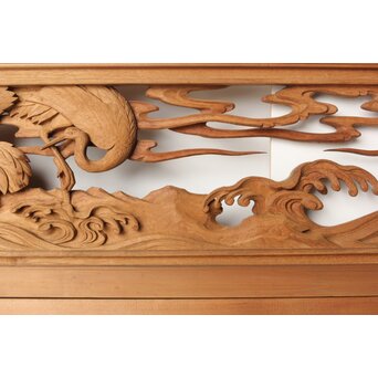 今井徳造 井波彫刻欄間 群鶴図 2枚1組　R0254Y 