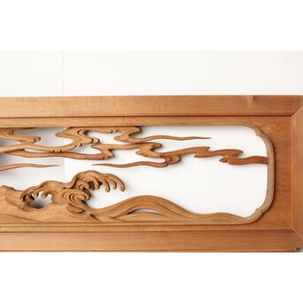 今井徳造 井波彫刻欄間 群鶴図 2枚1組　R0254Y 