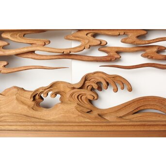 今井徳造 井波彫刻欄間 群鶴図 2枚1組　R0254Y 