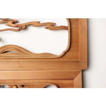 今井徳造 井波彫刻欄間 群鶴図 2枚1組　R0254Y 