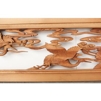 今井徳造 井波彫刻欄間 群鶴図 2枚1組　R0254Y 