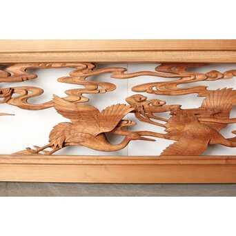 今井徳造 井波彫刻欄間 群鶴図 2枚1組　R0254Y 