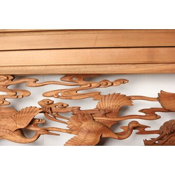 今井徳造 井波彫刻欄間 群鶴図 2枚1組　R0254Y 