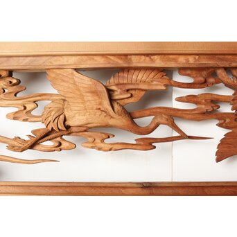 今井徳造 井波彫刻欄間 群鶴図 2枚1組　R0254Y 