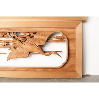 今井徳造 井波彫刻欄間 群鶴図 2枚1組　R0254Y 