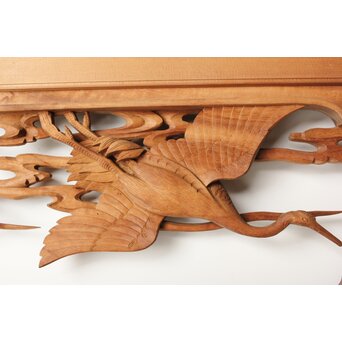 今井徳造 井波彫刻欄間 群鶴図 2枚1組　R0254Y 