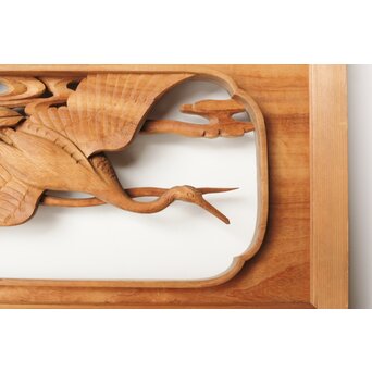 今井徳造 井波彫刻欄間 群鶴図 2枚1組　R0254Y 