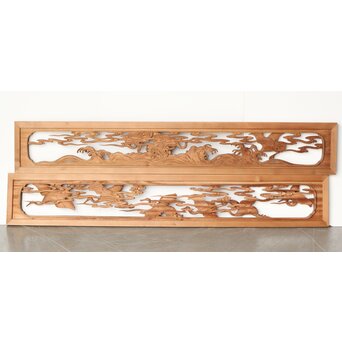 今井徳造 井波彫刻欄間 群鶴図 2枚1組　R0254Y 