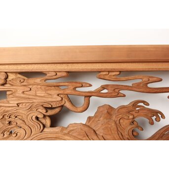 今井徳造 井波彫刻欄間 群鶴図 2枚1組　R0254Y 