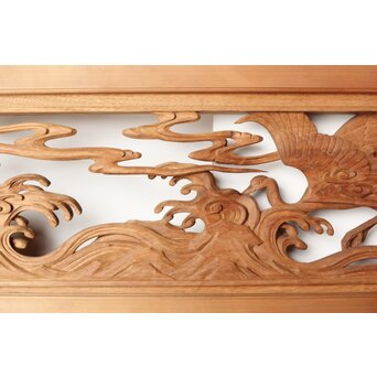 今井徳造 井波彫刻欄間 群鶴図 2枚1組　R0254Y 