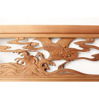 今井徳造 井波彫刻欄間 群鶴図 2枚1組　R0254Y 