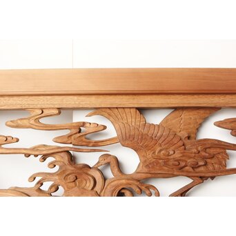 今井徳造 井波彫刻欄間 群鶴図 2枚1組　R0254Y 