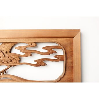 今井徳造 井波彫刻欄間 群鶴図 2枚1組　R0254Y 