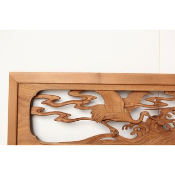 今井徳造 井波彫刻欄間 群鶴図 2枚1組　R0254Y 