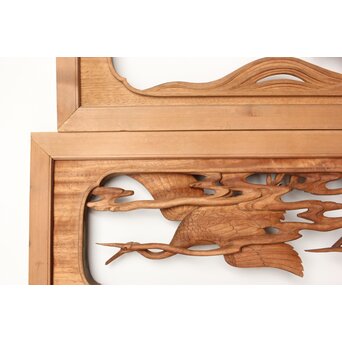 今井徳造 井波彫刻欄間 群鶴図 2枚1組　R0254Y 